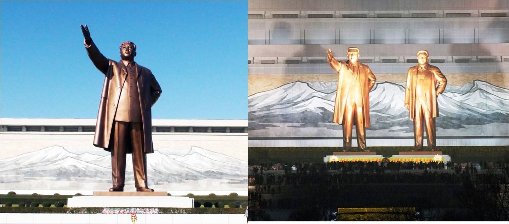 Mansudae Hill in 2010 (left) and 2012 (right). (Photos: Rudiger Frank)