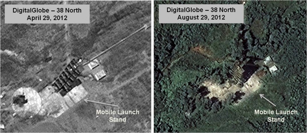 Figure 4. Comparison of Mobile Launch Stand and Old Launch Pad (Images © 2012 DigitalGlobe, Inc.)