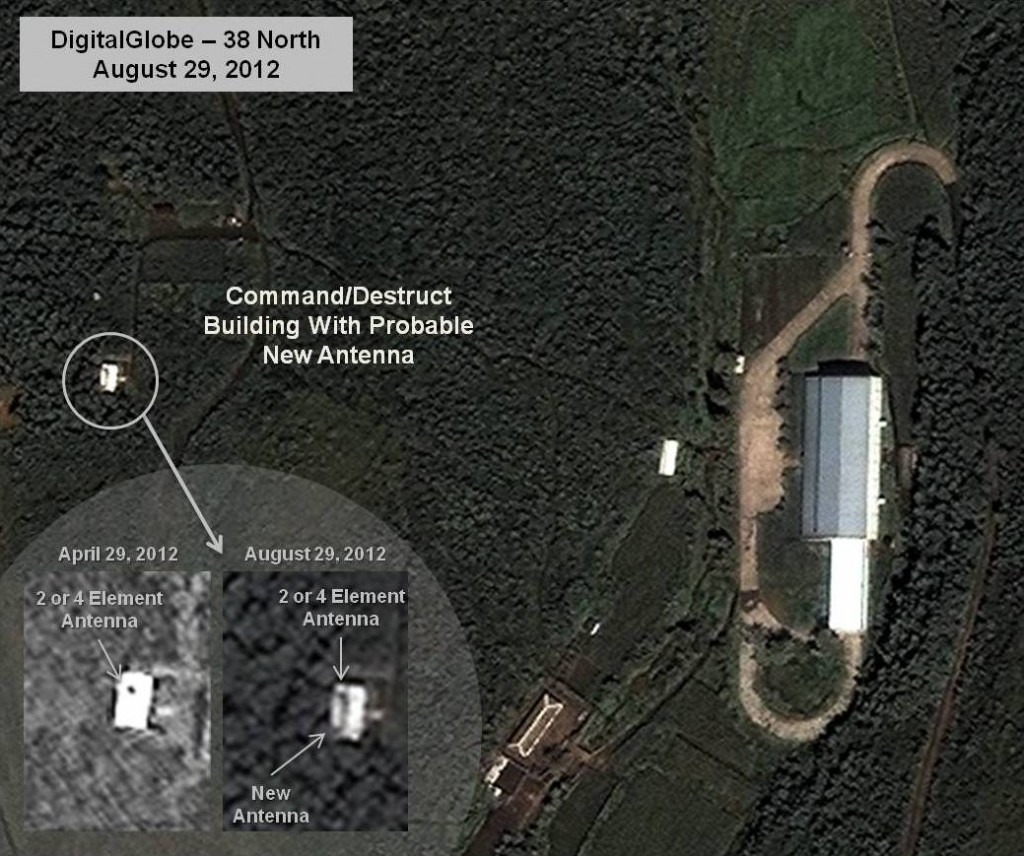 Figure 5. Tonghae Command/Destruct Building With Probable New Antenna (Images © 2012 DigitalGlobe, Inc.)