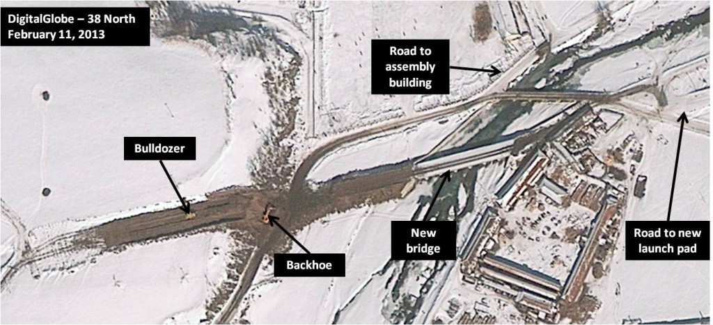 Figure 9. Road construction from the new assembly building to the launch pad at Tonghae.