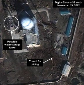 Figure 5. New trench for piping visible. Yongbyon ELWR
