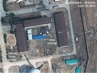 Figure 5. Water tanks buried. Yongbyon 041913 - Spent Fuel Storage Facility