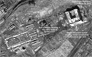 Figure 4. Incomplete new missile assembly and launch control buildings as of late 2012. Tonghae Satellite Launching Ground, October 29, 2012