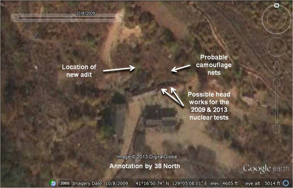 Figure 3. Possible tunnel entrances for the 2009 and 2013 tests.