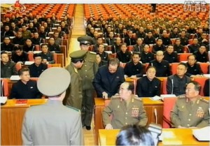 General Kim Kyok Sik is looking over his shoulder at Jang Song Thaek’s being arrested.