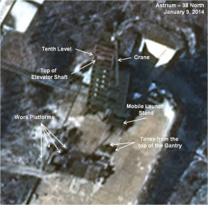 Figure 2. Modified Unha-3 Gantry and Launch Pad.