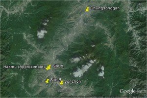 Figure 13: Locations of Site A and Site B in the Search Area