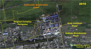 Figure 7-2. A comparison of the Namhung Youth Chemical Complex, northern section, showing the construction of the Anthracite Gasification Plant.