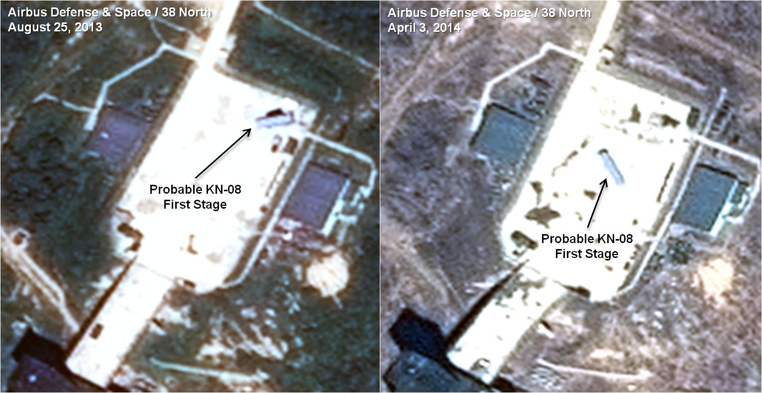 Figure 3. Tests of probable KN-08 first stage engines in late August 2013 and late March/early April 2014.