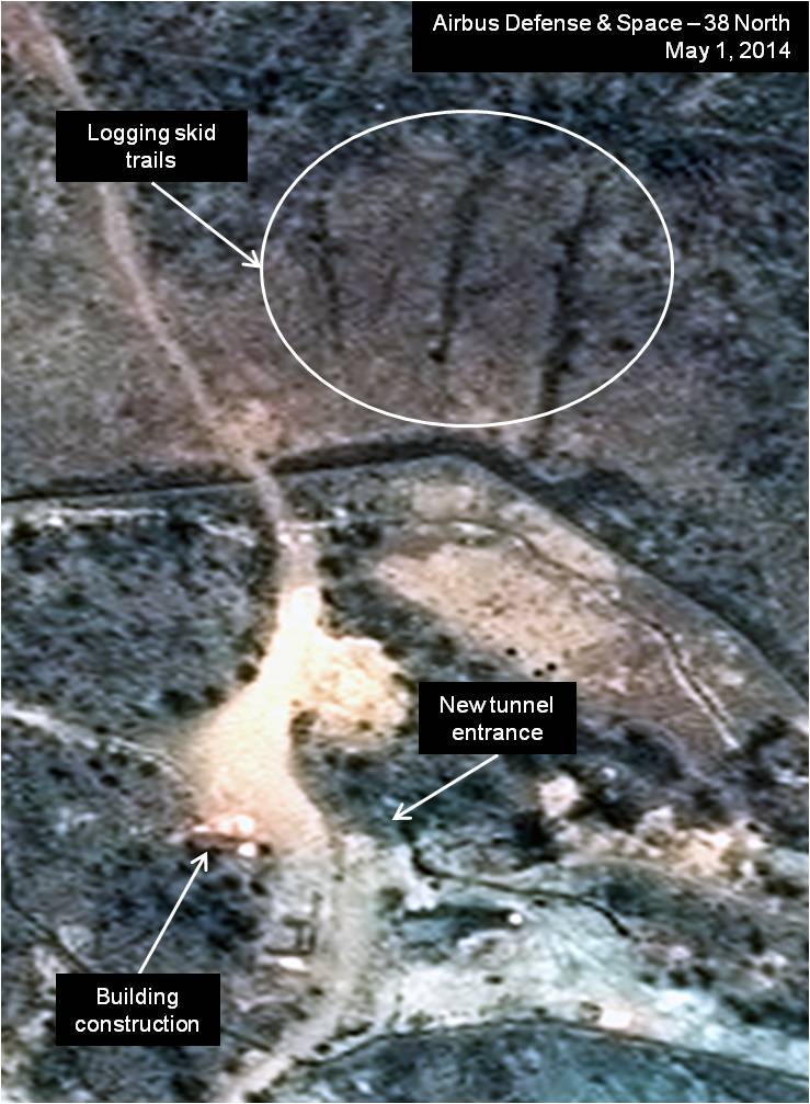 Figure 3. Logging trails down the mountainside are visible.