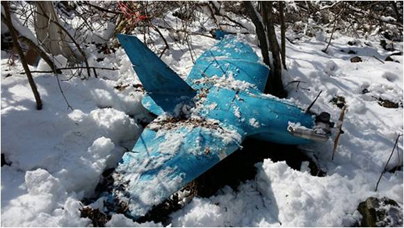 Wreckage of a North Korean Sky-09P discovered near Samcheok-si. (Photo: ROK MND)