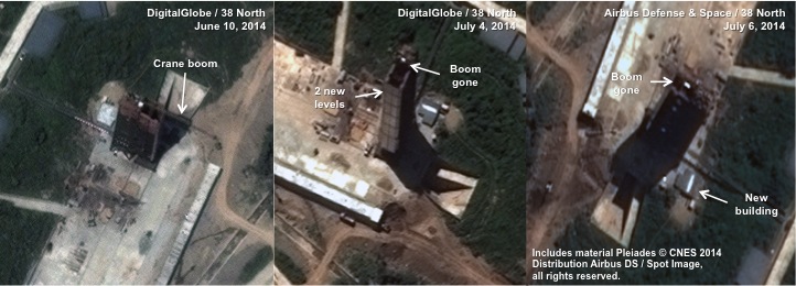 Images left and center © 2014 DigitalGlobe, Inc. All rights reserved. Image far right, includes material Pleiades © CNES 2014. Distribution Airbus DS / Spot Image, all rights reserved. For media licensing options, please contact thirtyeightnorth@gmail.com.