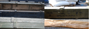 Traditional North Korean mislabelling techniques visible on crates containing 122mm rockets aboard the MV Francop. Source: Israel Ministry of Foreign Affairs, 2009.