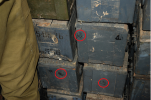 Crates for 122mm rockets bearing what appears to be a North Korean manufacturer’s stamp. Crates for 122mm rockets bearing what appears to be a North Korean manufacturer’s stamp. Source: Israel Ministry of Foreign Affairs, 2009.