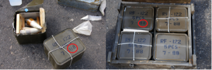 Labelling on North Korean rockets and fuses suggests they were manufactured in 1988. Labelling on North Korean rockets and fuses suggests they were manufactured in 1988. Source: Israel Ministry of Foreign Affairs, 2009.
