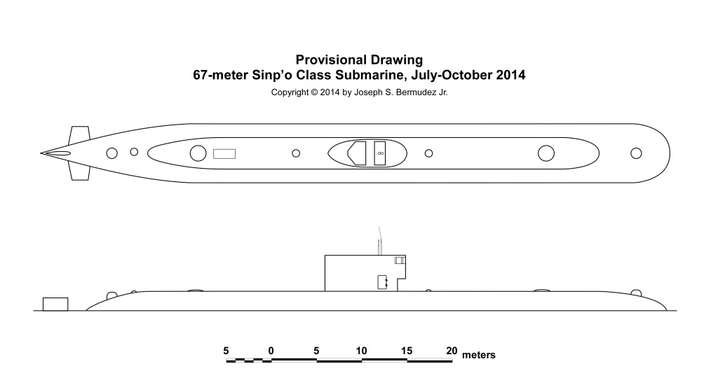 A provisional drawing of North Korea's new Sinpo Class submarine. 
