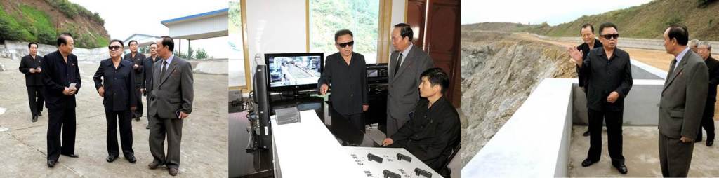Three photographs of Kim Jong-il on-the-spot guidance during a trip to the March 5 Youth Mine during 2010. (Photos: KCNA)