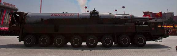 Mockup of the KN-08 seen in a 2013 military parade in Pyongyang. (Photo: AP/David Guttenfelder)