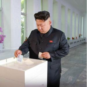 Kim Jong Un votes in the local elections held on July 19, 2015. Photo: Rodong Sinmun.