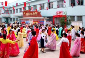 Voters dance near the voting station in Tonghungsan district, Hamhung, South Hamgyong province, on July 19, 2015. Photo: DPRK Today.