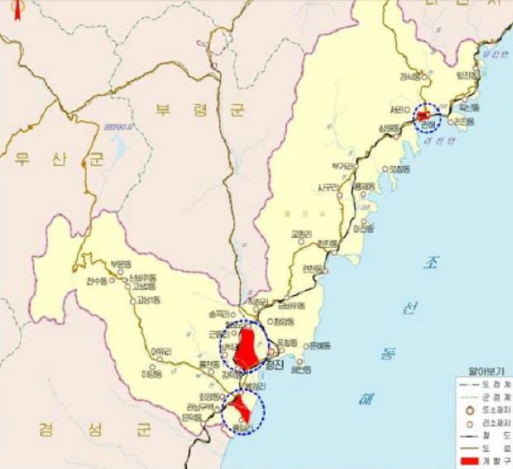Revised map of the Chongjin Economic Development Zone released in 2015.