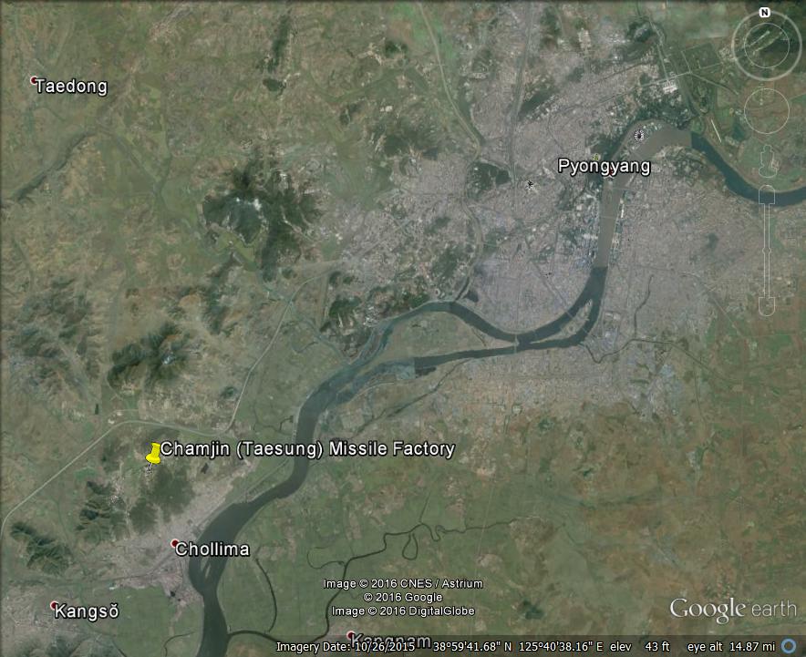 Figure 1. Location of the Chamjin Missile Factory.