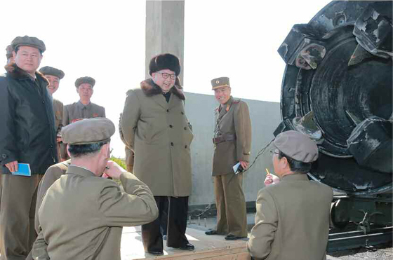 Solid-fuel engine testing on March 24, 2016. (Photo: Rodong Sinmun)