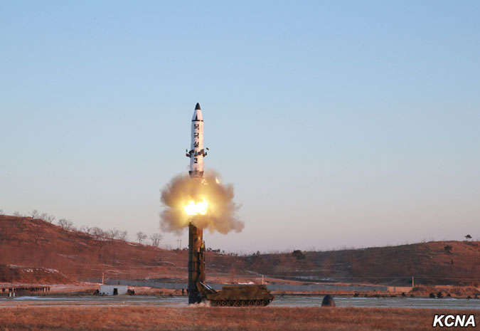 A photo of North Korea's Pukguksong-2 pictured during a test on February 12, 2017 (Photo: KCNA).