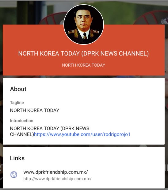 The North Korea Today YouTube channel includes a link to the Mexican DPRK Friendship blog, which no longer exists.