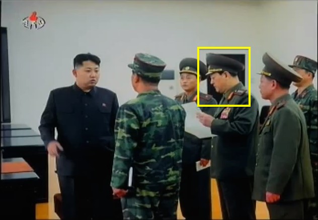 Kim Won Hong (tagged) with Kim Jong Un and mid-level KPA officers in early 2010 (Photo: KCTV/NK Leadership Watch)