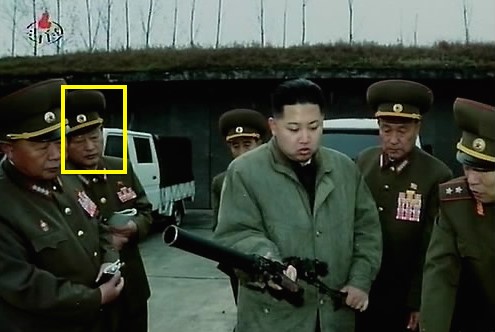 Kim Won Hong (tagged) accompanies Kim Jong Un on a military field inspection in 2009 (Photo: KCTV/NK Leadership Watch)