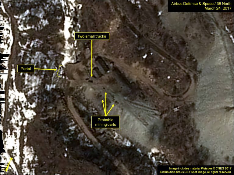 North Korea’s Punggye-ri Nuclear Test Site: Possible Vehicles Located at Tunnel Entrance