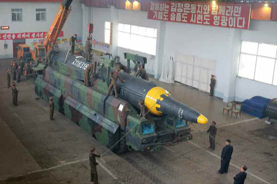 North Korea's Hwasong-12 missile, prior to being tested on May 14. Photo: Rodong Sinmun.