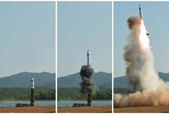 North Korea conducts a test of its Pukguksong-2 medium-range ballistic missile