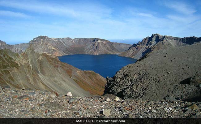 Mt. Paektu (at 2,744 meters, the highest point in North Korea) is a stratovolcano with a lake filled caldera. (Photo: Korea Konsult)