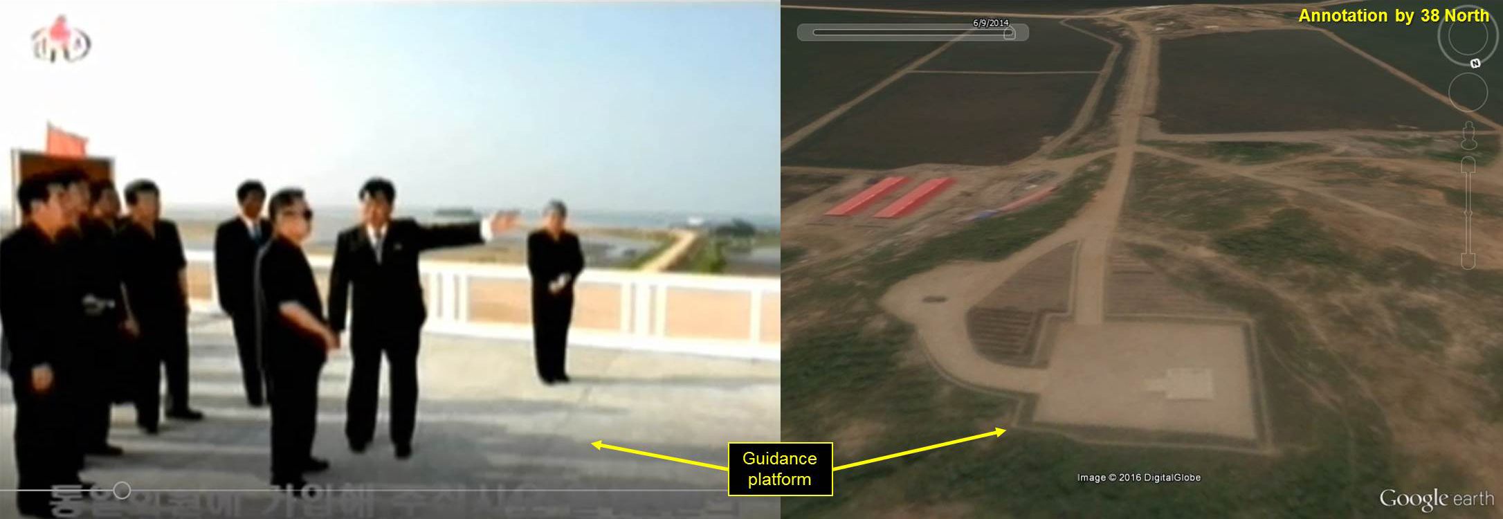 Figure 2. Kim Jong Il providing on-the-spot guidance from the platform at the Taegyedo Tideland project.