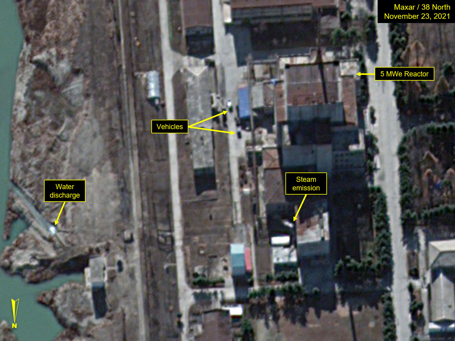 북한 영변 핵시설: 5MW 원자로 가동의 추가 증거