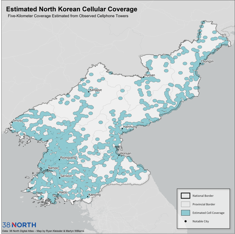 Twenty Years of Mobile Communications - 02 38 North North Korean Cell Coverage Map 768x765 